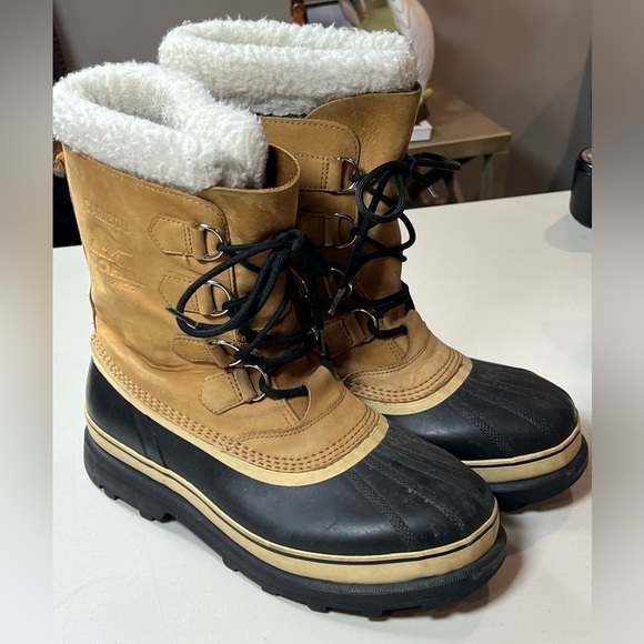 Size 10 Sorel Caribou Fleece Lined Men’s Waterproof Leather Boot Winter Warm - Picture 3 of 15